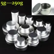 5~250g Empty Aluminium Cosmetic Jar Tin Container Silver Box Screw Lid 1~100X
