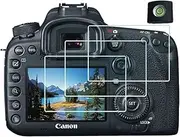 Canon 6D Screen Protector for Canon EOS 6D Mark II Camera with Hot Shoe Cover Tempered Glass Film 0.3mm 9H Hardness [3 Pack]
