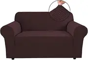 Smarcute 1 Piece Sofa Slipcover Slip Resistant Stylish Furniture Cover/Protector Jacquard Spandex Stretch Sofa Slipcovers (Two Seater, Brown)