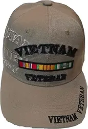 [First Military Choice] Vietnam Veteran with Vietnam Veteran Ribbon Shadow (Vietnam Veteran on The Bill) Baseball Cap Beige, Beige, 0