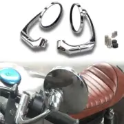 Silver Side Mirrors Round Reflector Retro Handle Bar End Mirrors Universal