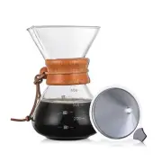 Pour Over Coffee Maker 14oz Paperless Glass Carafe with Stainless Steel T5O5