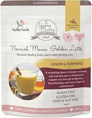 Yummy Mummy Food Company Golden Latte | Lactation & Pregnancy Support Beverage | Turmeric & Ginger Blend for Postpartum Recovery, Milk Supply Boost & Morning Sickness Relief | Natural, Vegan, Caffeine-Free | 50 Serves