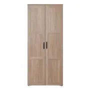 European Cabinetry Hamptons Natural Oak Oval Black Stockholm Storage Cupboard