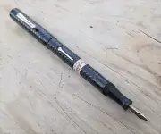 NOS CONKLIN 26C Etched Ebonite Ftn Pen STUB MEDIUM 14k Gold Nib Vault Find