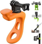 Camera Flexible Mount, Wrap Band for DJI Action 5 Pro 4 3, GoPro Hero13 12 11 10, Insta360 X4 GO3 GO 3S Ace, DJI Osmo Pocket, Bike Motorcycle Handlebar Roll Bar, Tube Clip Holder (Orange)