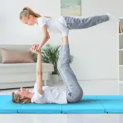 CostwayFolding Gymnastics Mat with Carrying Handles for Home Gym Fitness-Blue