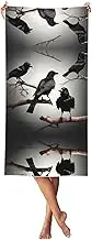 YANYU Black Crow Birds on a Branch Print Bathroom Towels Beach Towel Oversized for Adults Quick Dry Lightweight for Summer