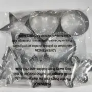 8 Piece Metal Cookie Cutter Set Star Heart Leaf Tree Snowflake Person Circle NEW