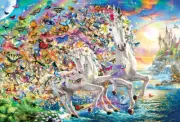 Jigsaw puzzle Fantasy Mythology Unicorn Butterflies Castle 2000 pieces NEW