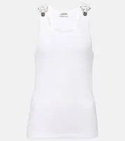 [Jean Paul Gaultier] Jean Paul Gaultier Ribbed-knit cotton jersey tank top AU 14 white