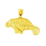14K Gold Aldery Manatee Pendant
