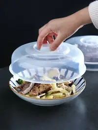 在飛比找樂天市場購物網優惠-微波爐專用加熱用具碗蓋子冰箱圓形塑料透明防濺油保鮮蓋碗蓋菜罩