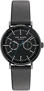 [TED BAKER] Men's Phyilipa Gents Black Case, Black Dial, Black Eco Genuine Leather Strap BKPPGS401 Dress Watch, Black, 41mm