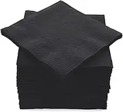 Big Party Pack 100 Count Black Beverage Napkins - Ideal for Wedding, Party, Birthday, Dinner, Lunch, Cocktails. (5” x 5”)