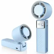 Portable Handheld Turbo Fan - Foldable Mini Fan with Air Turbo Tech,1-199 Speed Adjustment,20H Runtime,LED Display,Battery-Powered,Blue