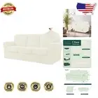Stylish Anti-Slip Ivory Couch Cover Set for 3 Cushion Sofas, Machine Washable