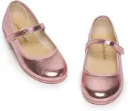 [Children Chic] Childrenchic Mary Jane Flats with Hook and Loop Straps – Girls' Shoes for School, Weddings and Casual Wear