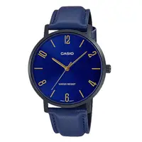 在飛比找momo購物網優惠-【CASIO 卡西歐】CASIO 指針男錶 皮革錶帶 藍色錶