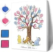 Azbuk Gender Reveal Fingerprint Tree, Winnie Baby Shower Gender Reveal Game, Winnie Baby Shower Guest Book, Baby Shower Keepsake, Gender Reveal Party Decorations
