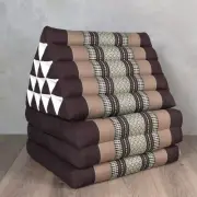 JUMBO 3 FOLDS Thai Triangle Cushion Triangular Pillow Foldout Daybed Mat Brown
