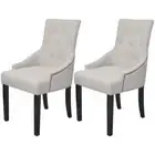 2x Dining Chairs French Tufted Button Fabric Kitchen Cafe Padded Armchair Seats