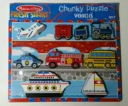 Melissa & Doug Vehicles Wooden Chunky Jigsaw Puzzle (9 pcs) NEW