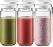6 Pack Glass Juice Bottles, 16 oz Glass Bottles with Caps.Reusable Jar Clear Glass Water Bottle with Plastic Airtight Lids for Juice, Smoothies, Tea, Milk, Kombucha, Homemade Beverages