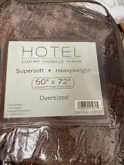 Hotel Luxury Chenille Knit Throw 50"x 72” Oversized Supersoft Heavyweight Rayon