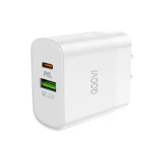 【QOOVI】雙孔快充頭 PD 20W QC3.0 Type-C IPHONE Samsung 安卓 小米適用