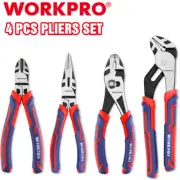 WORKPRO 4PC Pliers Set Long Nose Diagonal Cutting Groove Joint Slip Joint Pliers