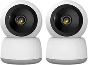 [Laser] Smart Home FHD Pan and Tilt Indoor Security Camera - 1080p HD Monitor, 360 Coverage, Motion Alerts, Night Vision, Two-Way Audio, Mobile App Control, MicroSD Storage, Compatible with Alexa, 2Pack