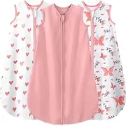 Yoofoss Baby Sleep Sack 0-6 Months Baby Wearable Blanket 100% Cotton 2-Way Zipper TOG 0.5 Toddler Sleeping Sack 3 Pack Lightweight Sleep Sacks for Babies