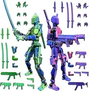 T13 Action Figure Set (Assembly Completed), 3D Printed Multi-Jointed, Titan 13 Action Figures, Multi-Articular Lucky Mobile Robot Nova T-13,Desktop Decorations for Game Lovers Toys (Blue/Purple)
