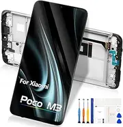 for Xiaomi Poco M3 LCD for Xiaomi Redmi 9T Display for Xiaomi Poco M3/Redmi 9T M2010J19CG, M2010J19CI LCD Display Touch Screen Replacement Digitizer Assembly with Tools (Black, with Frame)