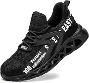 [Dajingkj] Steel Toe Sneakers for Men Fashion Lightweight Non-Slip Hiking Shoes Smash and Puncture Resistant Work Safety Shoes