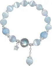 [AGSCZBSK] Women's Opal Star Pendant Bracelet, Sea Blue Stone Bracelet, Good Luck Lady Bracelet, Feng Shui Stone Woman Bracelet Stetch