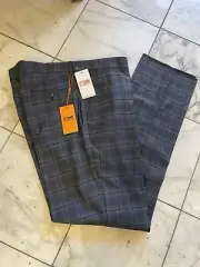 NWT STEVEN LAND Men's Multi Color Plaid Pants Flat Front Size 52