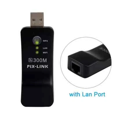 USB TV WiFi Dongle Adapter 802.11b/g/n 300Mbps Universal Wireless Receiver