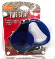 HARTZ TUFF STUFF blue RETRACTABLE 10 FT STRAP LEASH FOR DOGS UP TO 30 LBS
