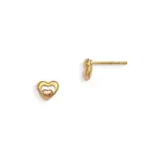 Madi K Kid's Earrings 14k Yellow and Rose Gold Heart Post Button, 5 mm