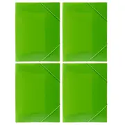 4PK Marbig A4 Document Wallet Brights File/Paper Storage Organiser Folder Lime