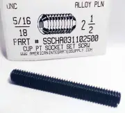 5/16-18x2-1/2 Hex Socket Set Screws Cup Point Alloy Steel (5)