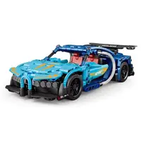 在飛比找momo購物網優惠-【BUILDING BLOCK CAR】積木組裝迴力車-藍色