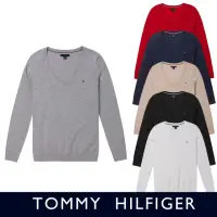 在飛比找momo購物網優惠-【Tommy Hilfiger】TOMMY 經典V領刺繡Lo