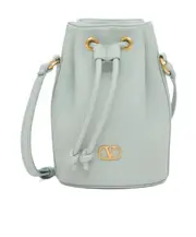 VLOGO SIGNATURE MINI BUCKET BAG IN GRAINY CALFSKIN One size Gray