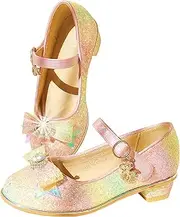 [EIGHT KM] EKM7018 Girls High Heel Dress Shoes Mary Jane School Wedding Party Pumps Princess Sparkle Shoes for Kids Toddler