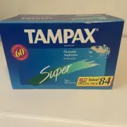 Vintage 1995 Tampax Tampons SUPER Flushable 1 pack of 84 NOS- Movie Prop