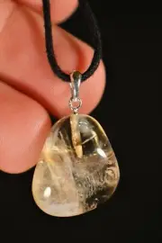 925 CITRINE PENDANT + Cord 2.9cm 9g Sterling Silver, Clarity of Thought