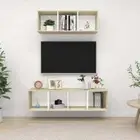 NNEVL 2 Piece TV Cabinet Set White and Sonoma Oak Chipboard